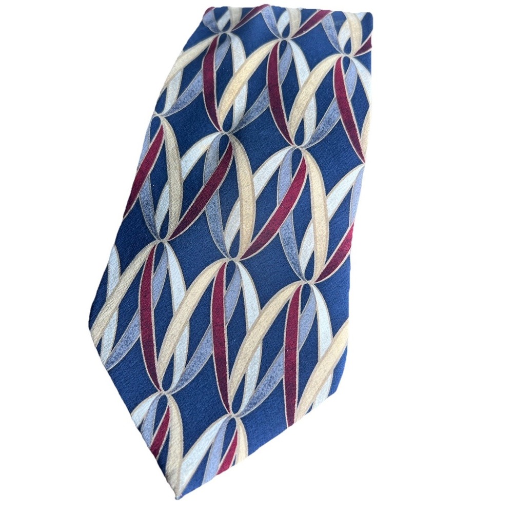 Mallory & Church 100% Silk Tie Blue Multicolor Ribbon Pattern